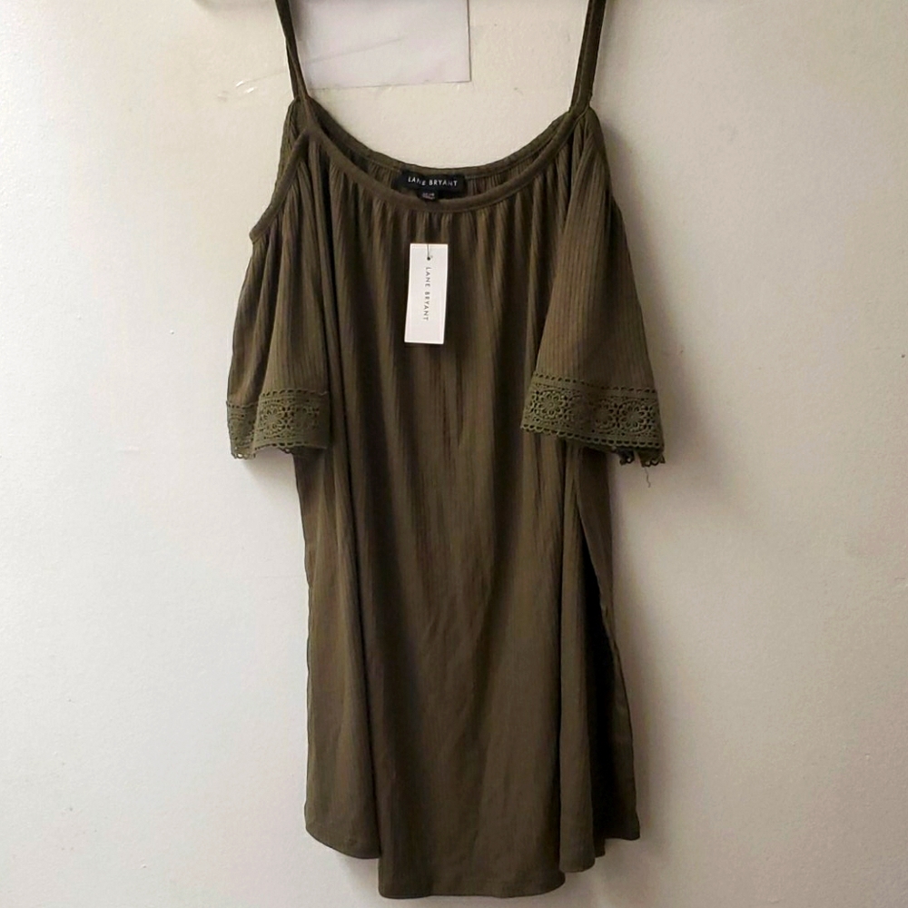 Olive green spaghetti string  Blouse